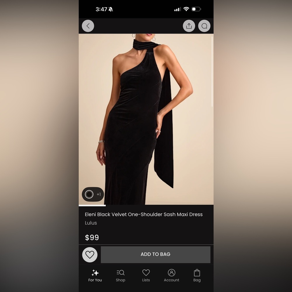 Lulu's Black Velvet One-Shoulder Dress